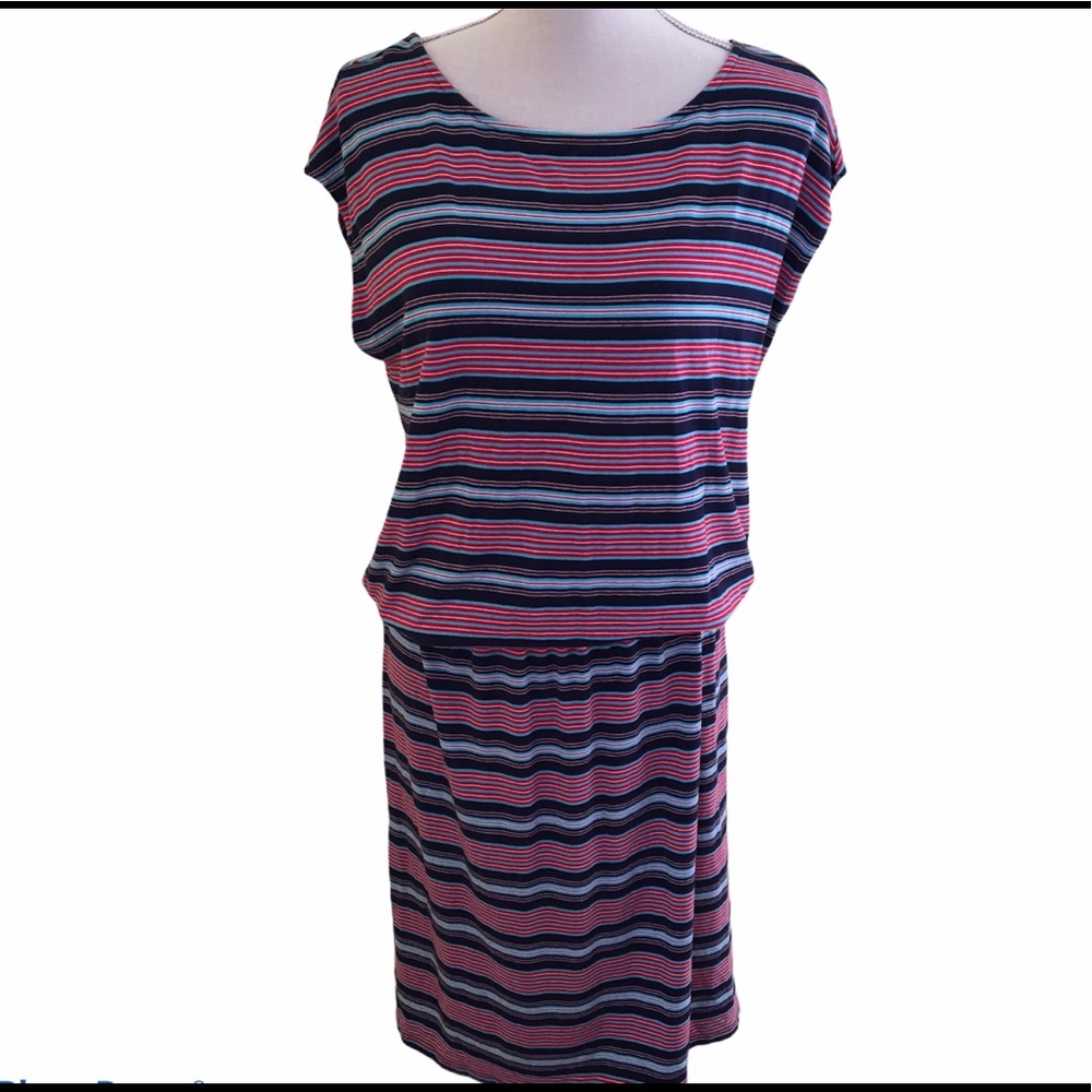Talbots Striped Elastic Waist Dress L